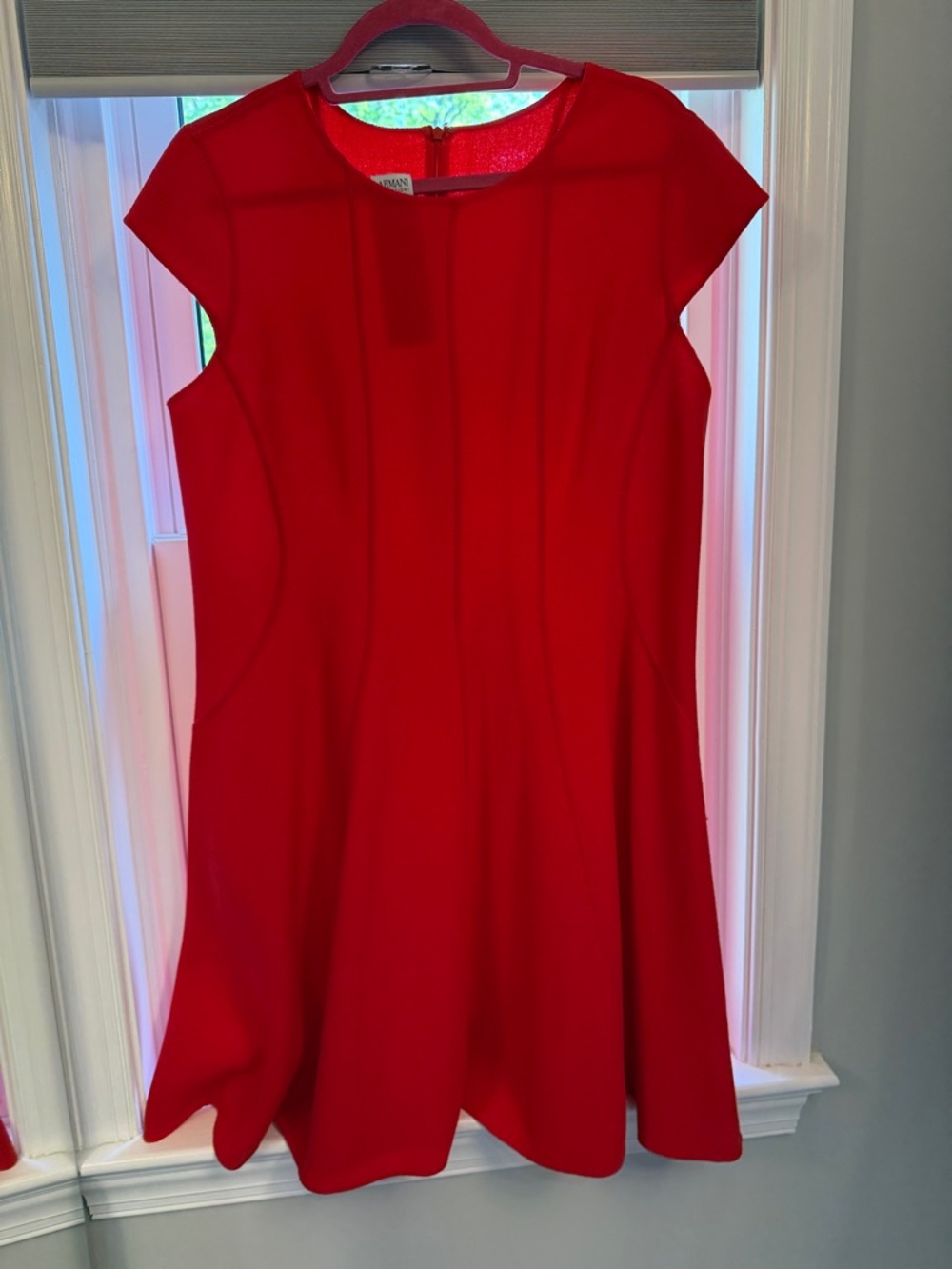 Armani Collezioni Red Fit-and-Flare Cap Sleeve Dress